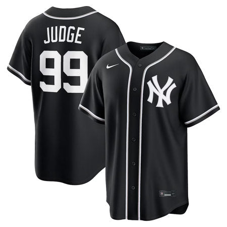 Black baseball jersey with 'Judge' and number '99' on a white background