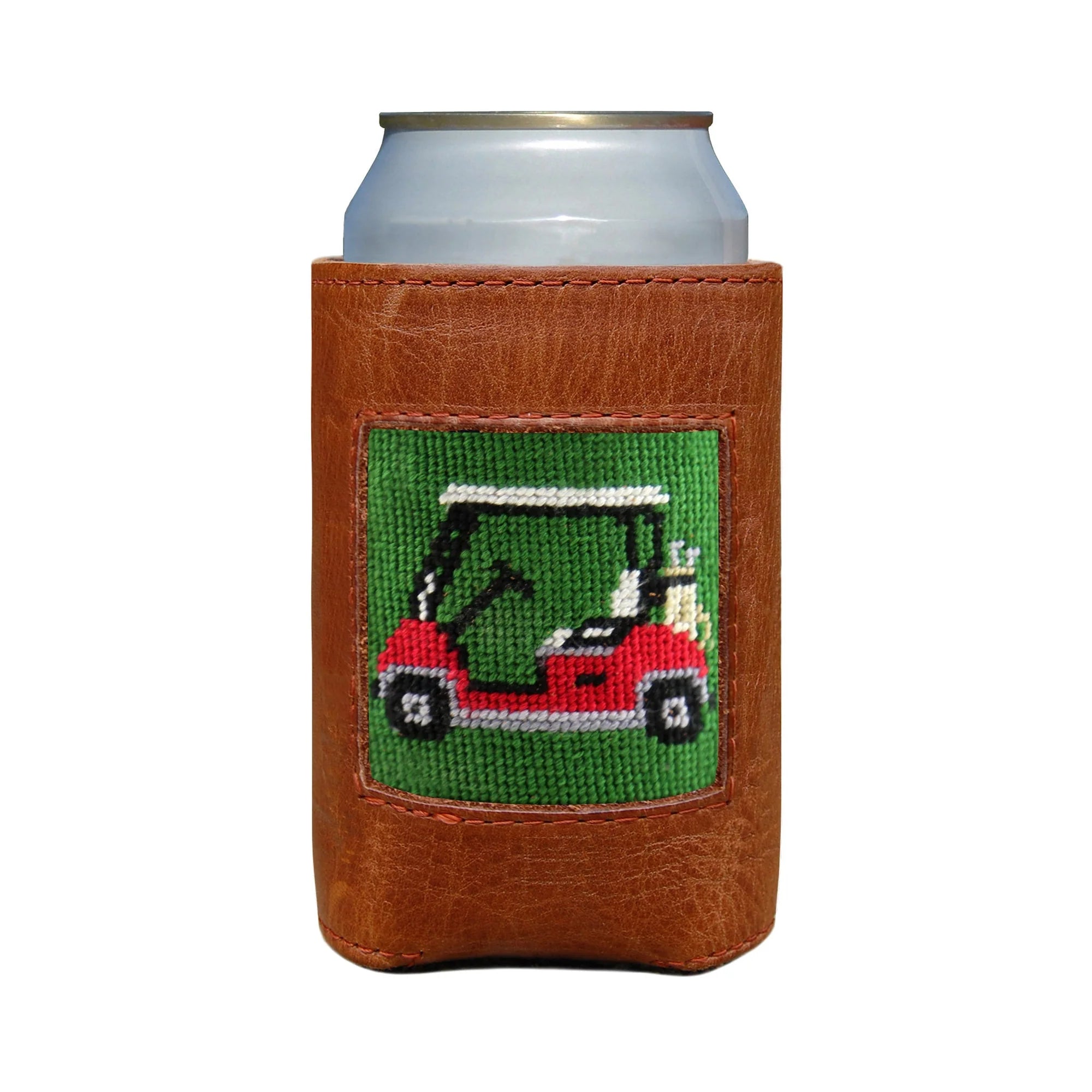 Golf Cart- Needlepoint Can Cooler
