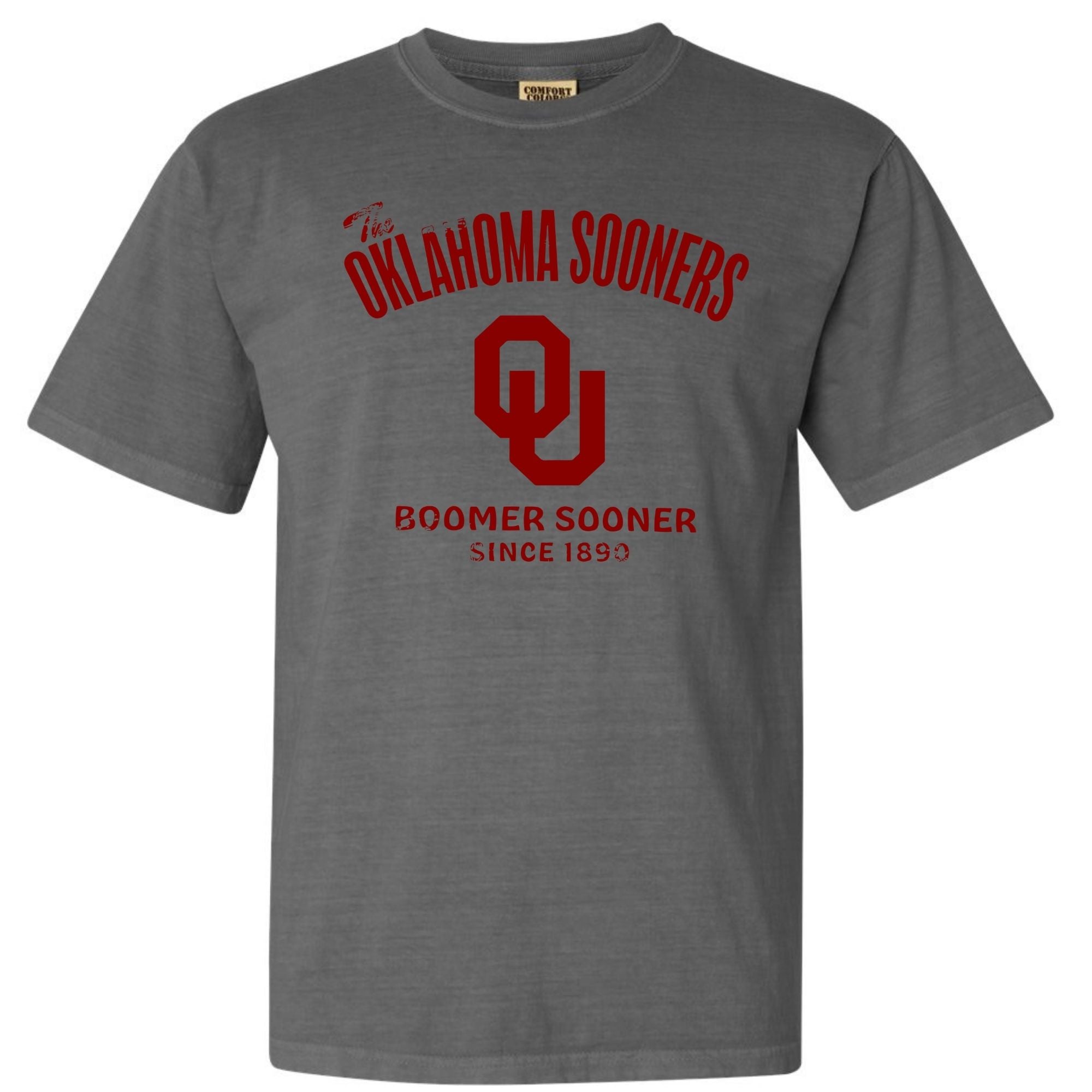 Vintage Oklahoma Sooners T-Shirt – Retro OU Logo Tee | Classic Boomer Sooner Shirt grey shirt comfort color
