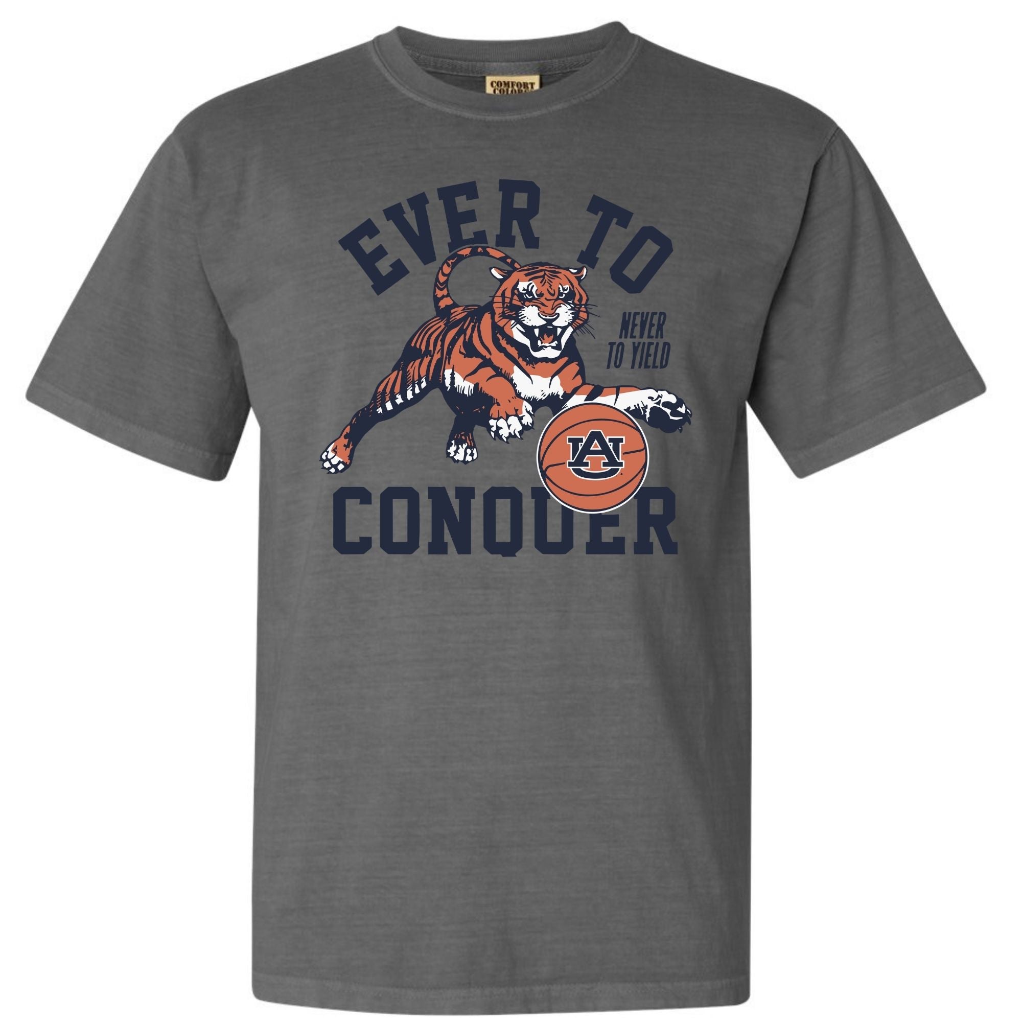 comfort colors Auburn “Ever to Conquer” Vintage Tiger Tee – Official Tigers Spirit Shirt