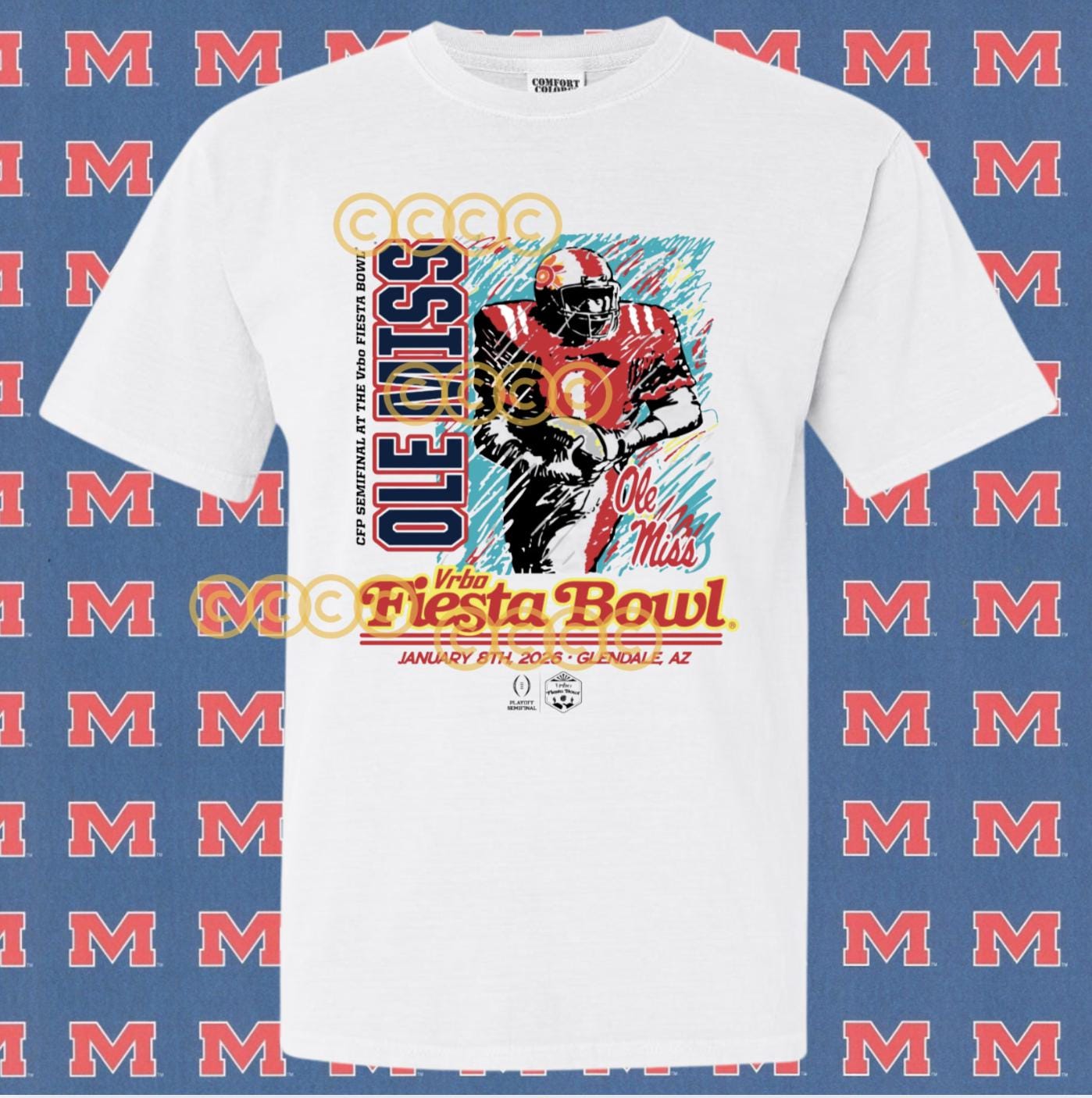 Retro 80s  Ole Miss Rebels 2026 Fiesta Bowl Shirt | CFP Semifinal Tee | Ole Miss Football Playoff Shirt | Arizona Bowl Game Shirt