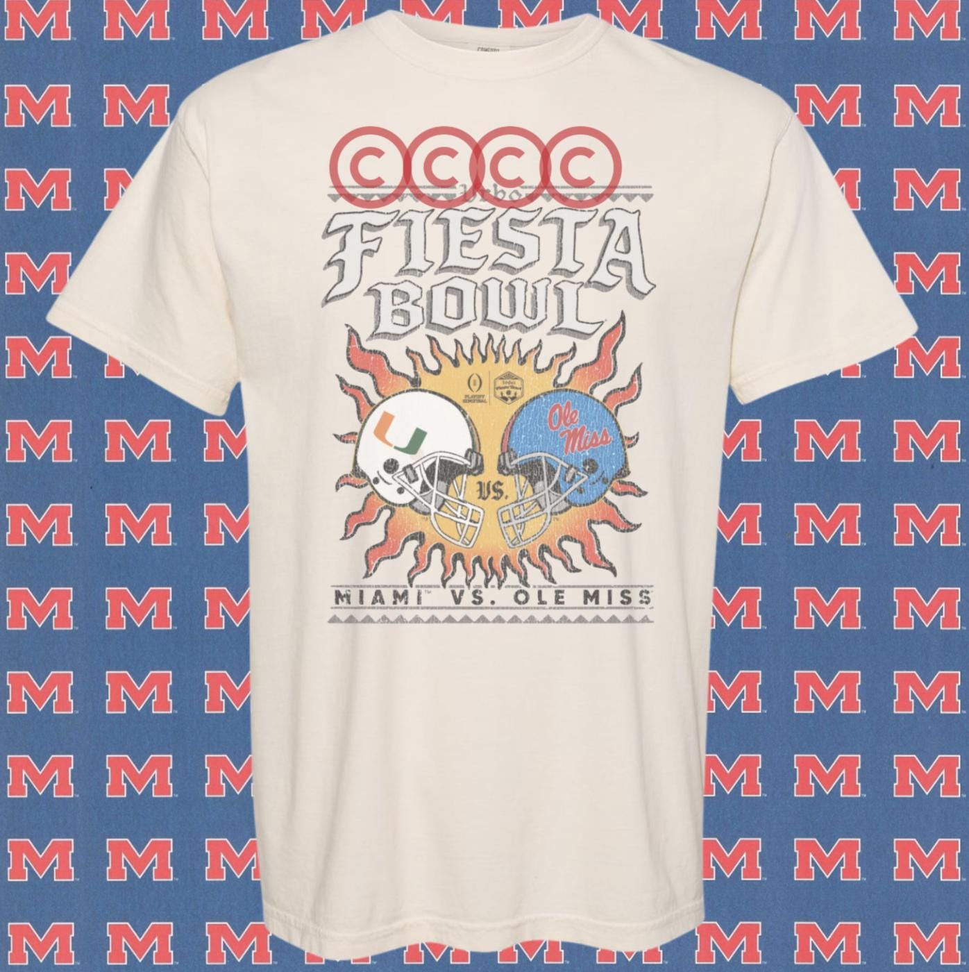 Retro MIAMI vs Ole Miss Rebels 2026 Fiesta Bowl Shirt | CFP Semifinal Tee | Ole Miss Football Playoff Shirt | Arizona Bowl Game Shirt