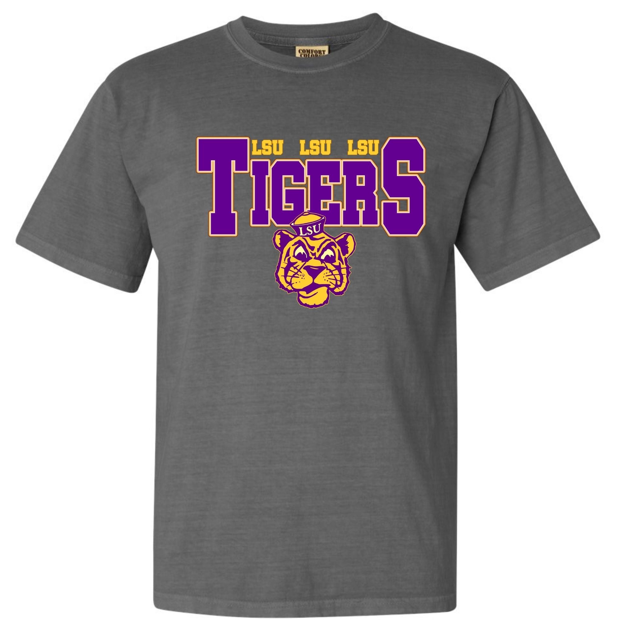 LSU Tigers Retro Vintage Graphic Tee – Classic Purple & Gold Louisiana State University Shirt comfort colors tshirt 