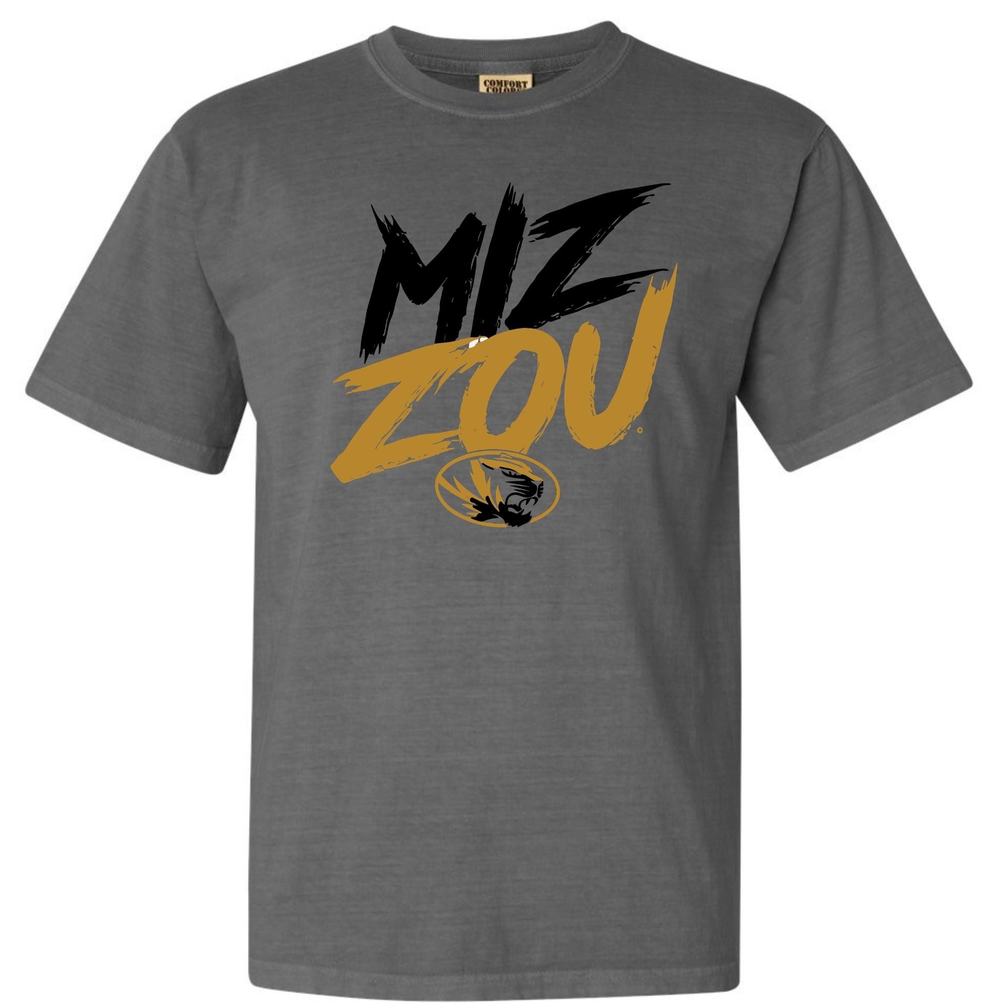 Mizzou Tigers “MIZ ZOU” Brushstroke Vintage Graphic Tee – University of Missouri Shirt