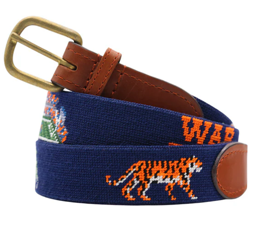 sec needlepoint belt, sec belt, game day belt, collegiate belt, college football belt, auburn belt, auburn tigers belt, war eagle belt, ole miss belt, ole miss rebels belt, hotty toddy belt, lsu belt, lsu tigers belt, geaux tigers belt, mens needlepoint belt, womens needlepoint belt, leather needlepoint belt, tailgate outfit, sec game day outfit, southern style belt, preppy belt, gift for boyfriend, gift for dad, graduation gift, christmas gift for him, rowdy rebs

